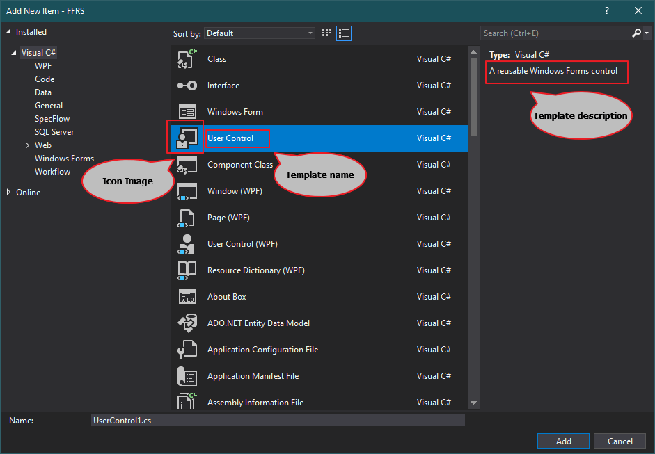 Select Template Options Mppping New Project Dialog