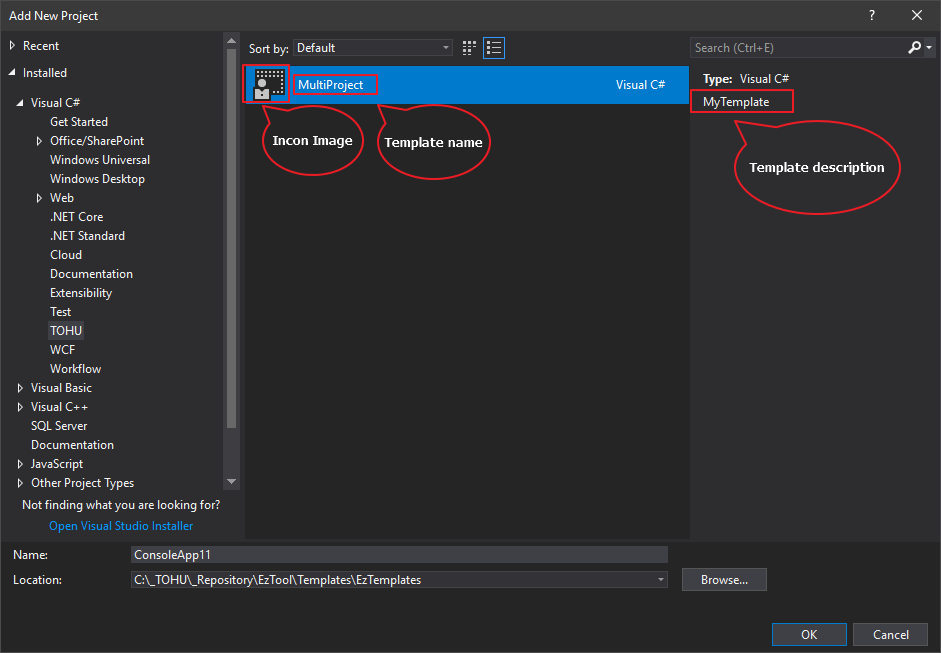 Select Template Options Mppping New Project Dialog
